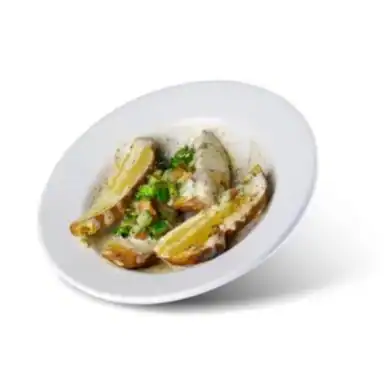 Roasted Greek potato wedges with herbs