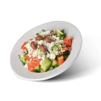 Greek salad with tomato, cucumber, feta and olives