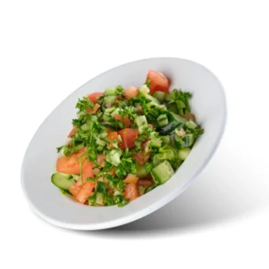 House salad with tomato, cucumber and fresh greens